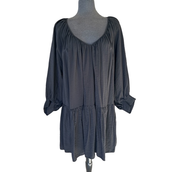 H&M TIERED BOXY HOBO DRESS BALLON SLEEVES SIZE WOMEN’s Large - Picture 8 of 8